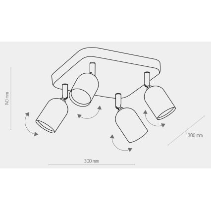 Точечный светильник TOP 4xGU10/10W/230V серая