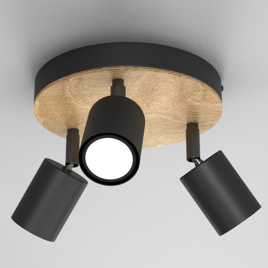 Точечный светильник TULON 3xGU10/8W/230V черный/дуб