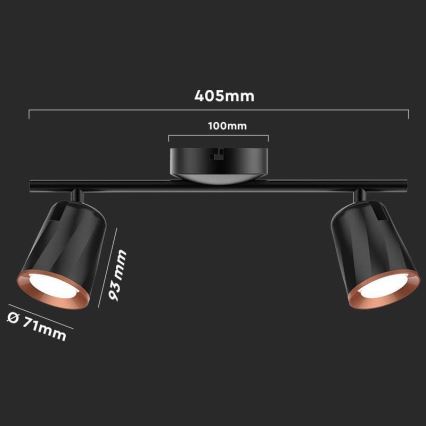 Точечный светодиодный светильник  2xLED/5W/230V 3000K черная
