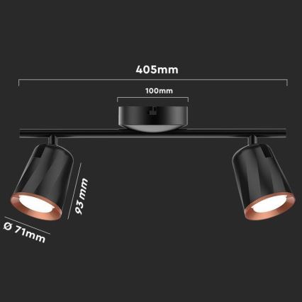 Точечный светодиодный светильник  2xLED/5W/230V 4000K черная