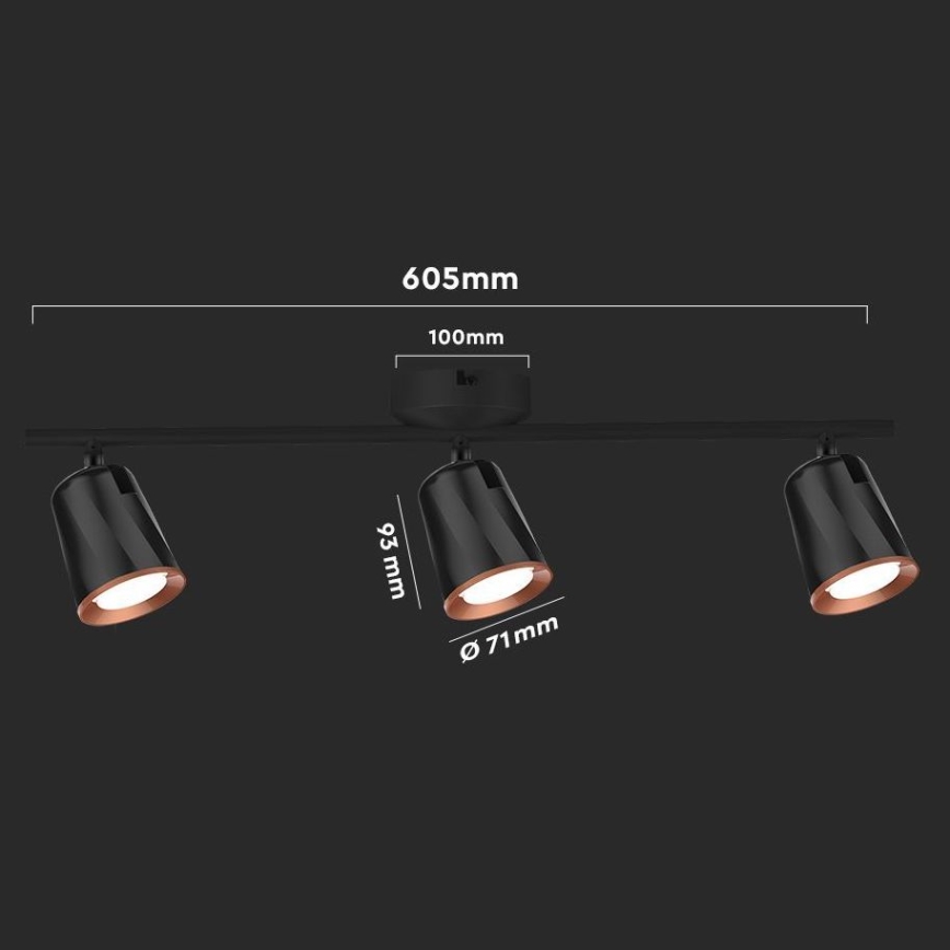 Точечный светодиодный светильник  3xLED/5W/230V 4000K черная