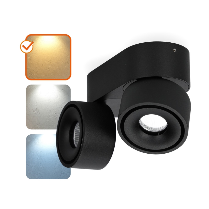 Точковий LED світильник з регулюванням яскравості LAHTI MINI 2xLED/9W/230V 3000K CRI 90 чорний