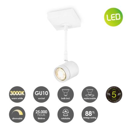 Точковий LED світильник з регулюванням яскравості MANU 1xGU10/5,8W/230V білий