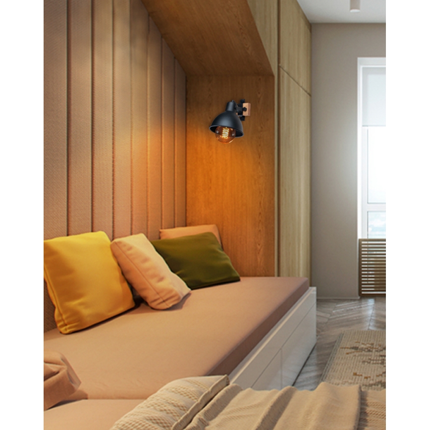 Точковий світильник 1xE27/40W/230V бук/чорний