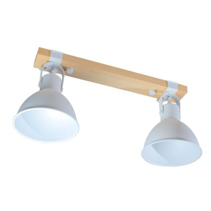 Точковий світильник 2xE27/40W/230V бук/білий