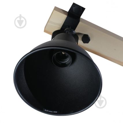 Точковий світильник 3xE27/40W/230V бук/чорний