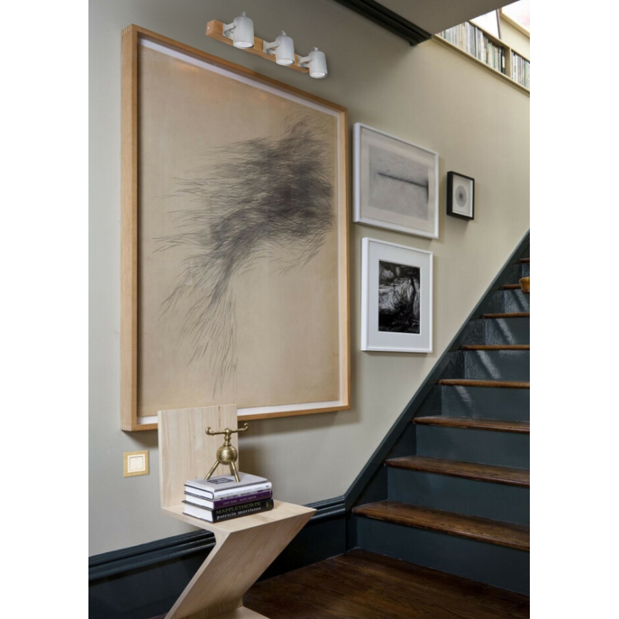 Точковий світильник 3xGU10/50W/230V бук/білий