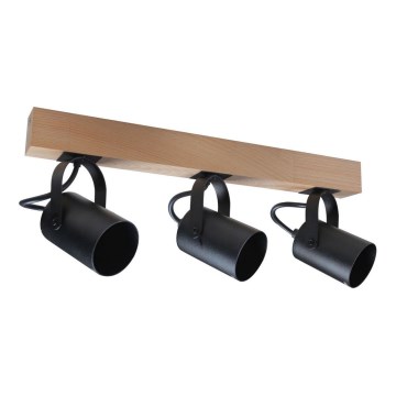 Точковий світильник 3xGU10/50W/230V бук/чорний