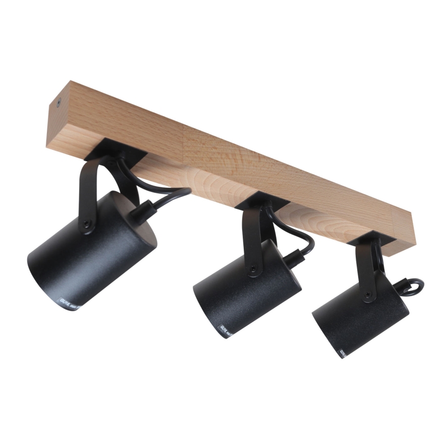 Точковий світильник 3xGU10/50W/230V бук/чорний