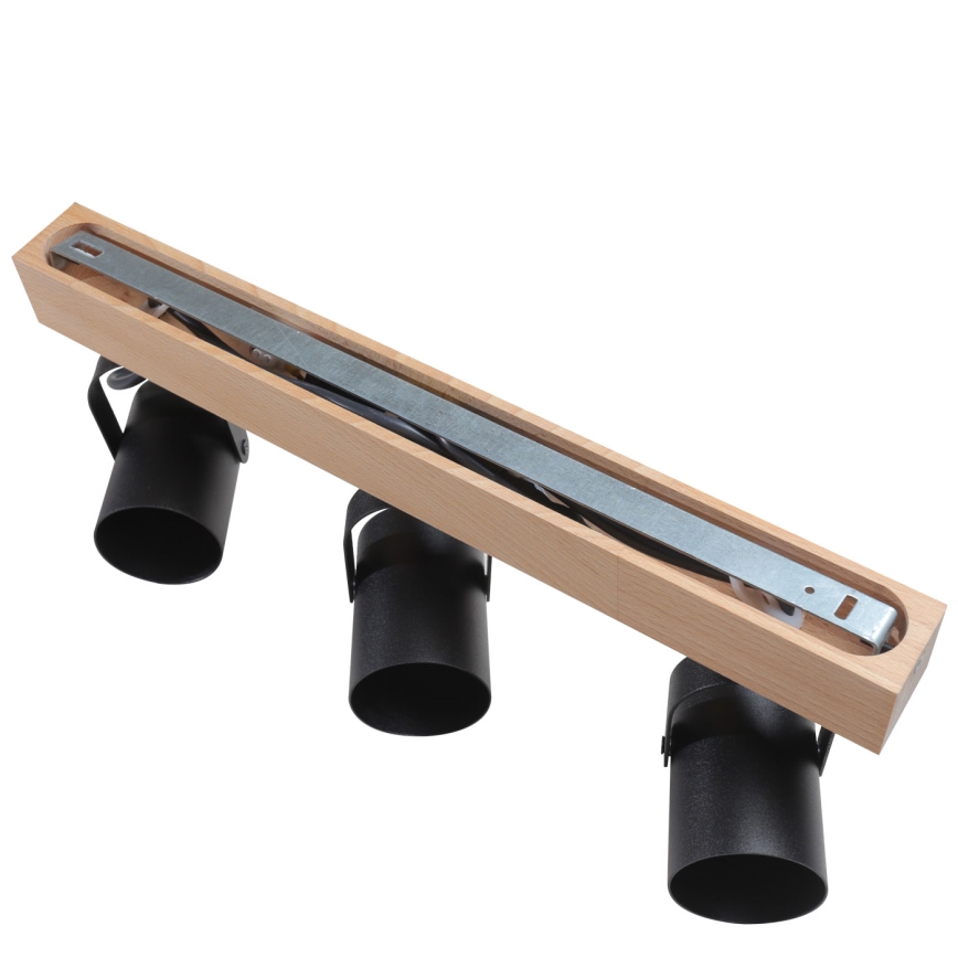 Точковий світильник 3xGU10/50W/230V бук/чорний