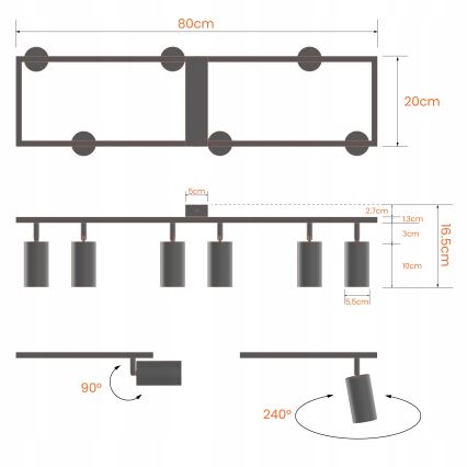 Точковий світильник 6xGU10/30W/230V білий