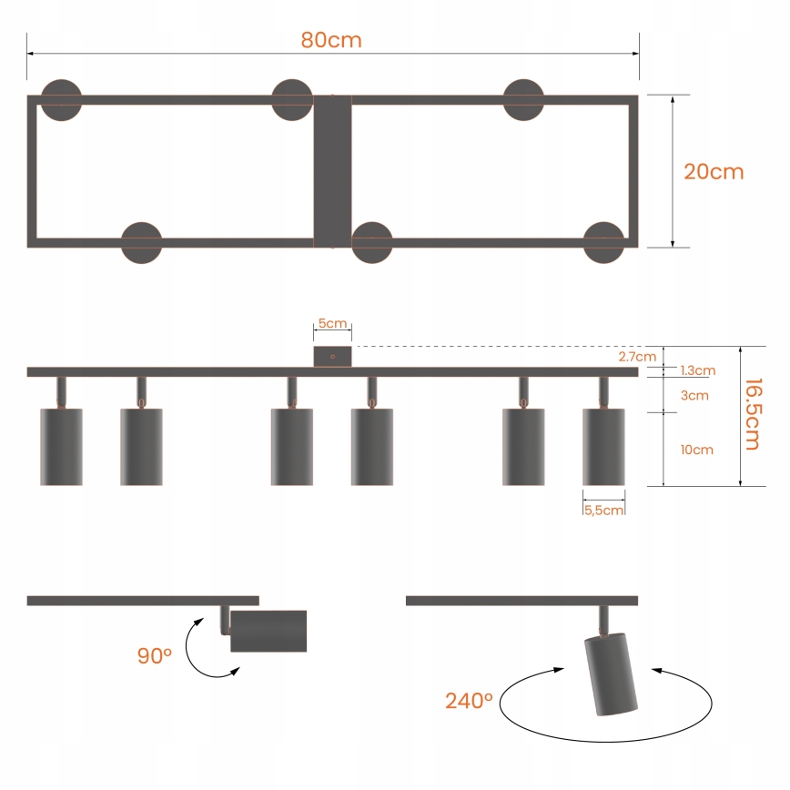 Точковий світильник 6xGU10/30W/230V білий