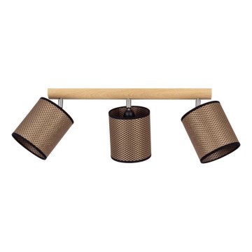 Точковий світильник BENITA 3xE27/25W/230V коричневий/дуб