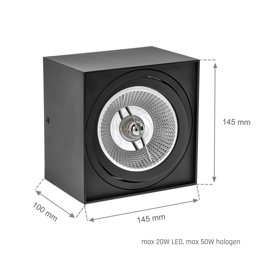 Точковий світильник CHLOE AR111 1xGU10/50W/230V квадратний чорний