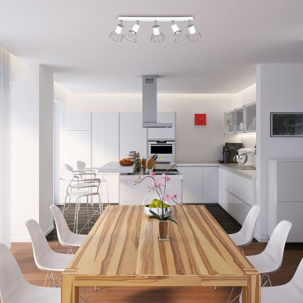 Точковий світильник DANTE 5xGU10/25W/230V білий/блискучий хром