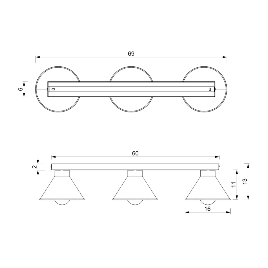 Точковий світильник DEMET 3xE27/60W/230V чорний/золотий