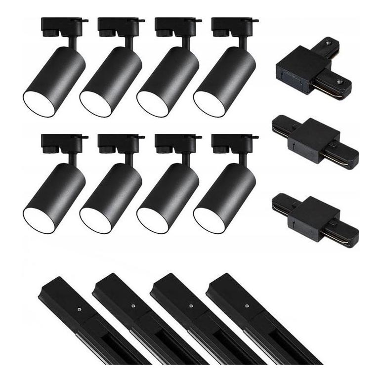 Точковий світильник для трекової системи 8xGU10/25W/230V 4 м чорний