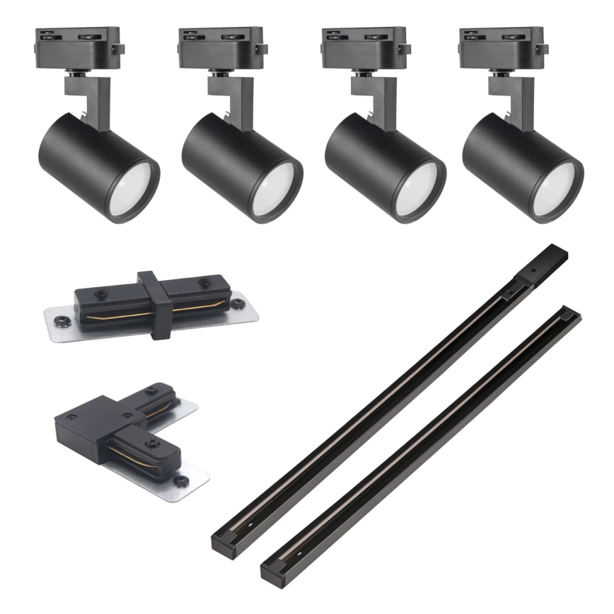 Точковий світильник для трекової системи LYNX 4xGU10/10W/230V + 2 x 75 см трекова система чорний