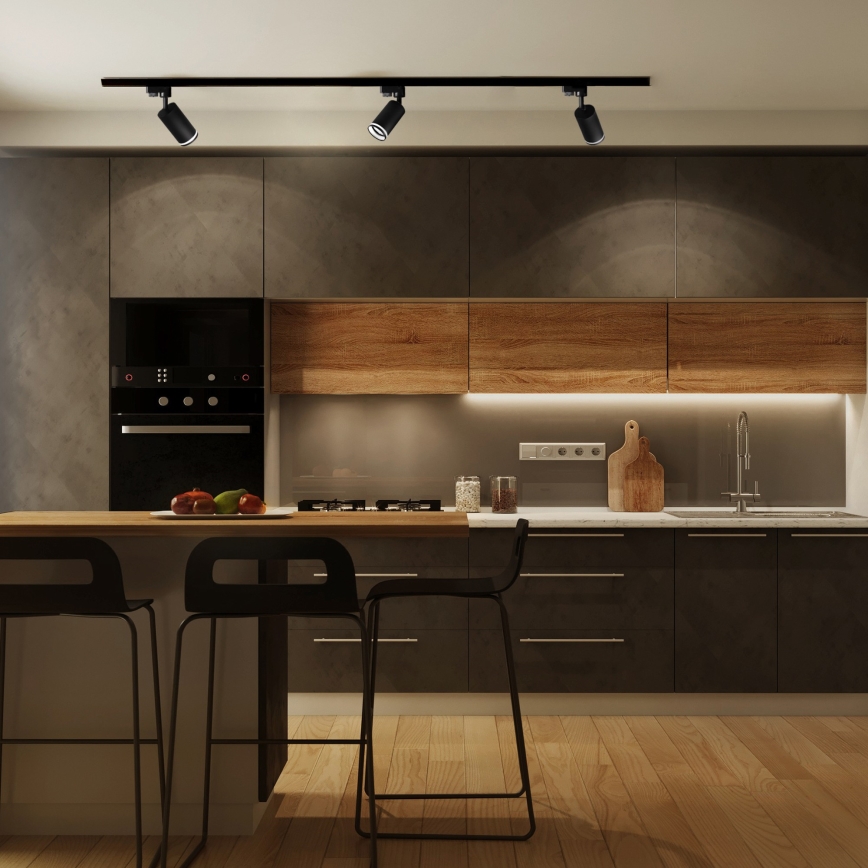 Точковий світильник для трекової системи PARIS 3xGU10/10W/230V + 1 м трекова система чорний