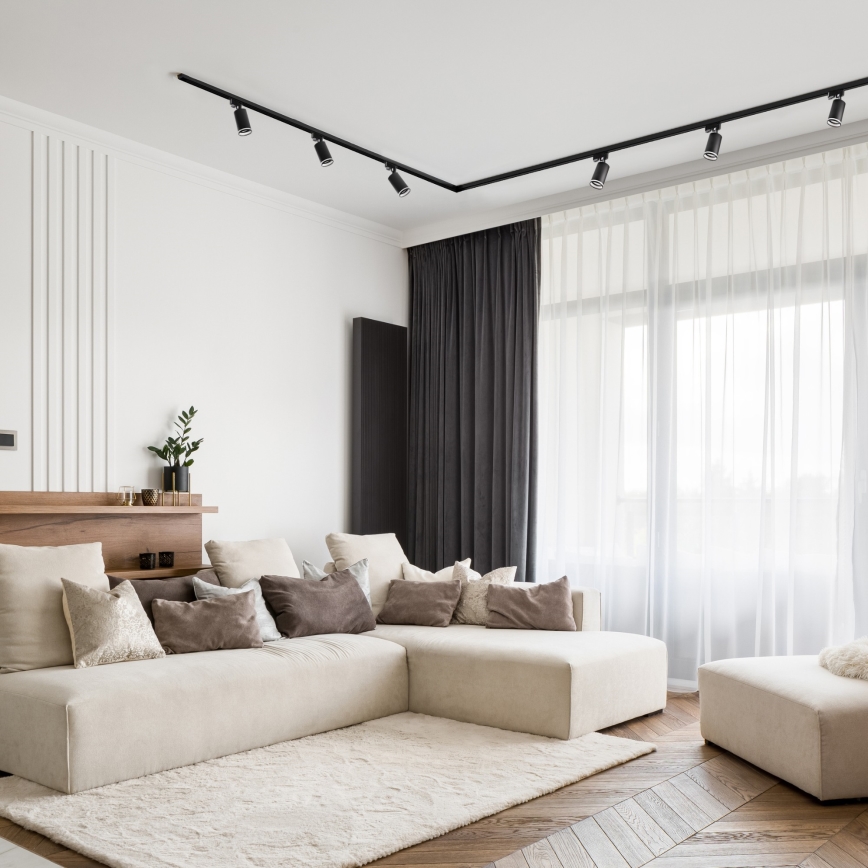 Точковий світильник для трекової системи PARIS 6xGU10/10W/230V + 2x1 м трекова система чорний