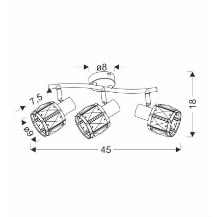 Точковий світильник DUBAI 3xE14/40W/230V чорний/золотий
