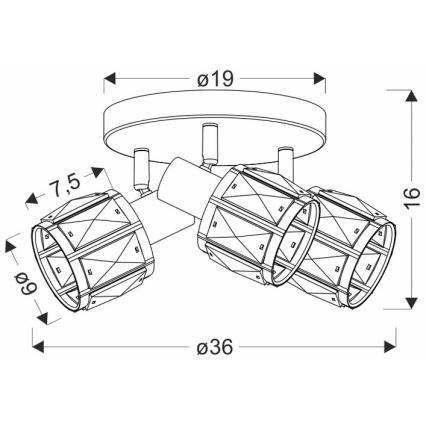 Точковий світильник DUBAI 3xE14/40W/230V діаметр 36 см чорний/золотий