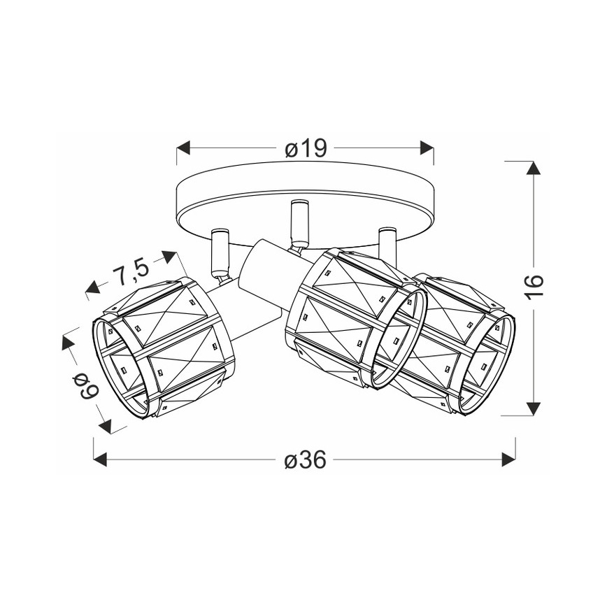 Точковий світильник DUBAI 3xE14/40W/230V діаметр 36 см чорний/золотий