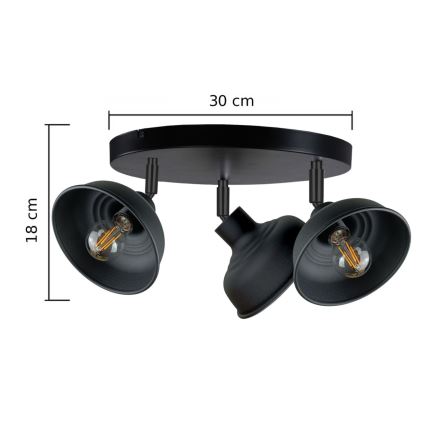 Точковий світильник FAUN 3xE27/60W/230V чорний