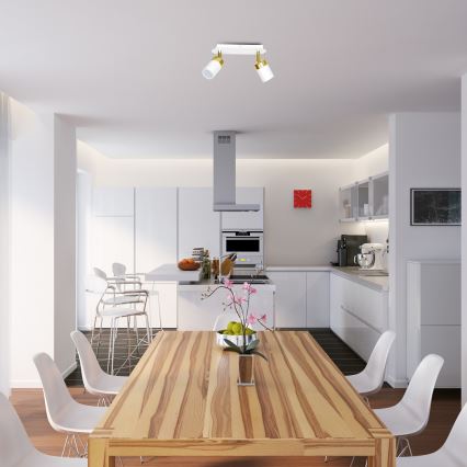 Точковий світильник JOKER 2xGU10/25W/230V білий/золотий