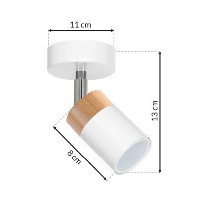 Точковий світильник JOKER WHITE WOOD 1xGU10/8W/230V