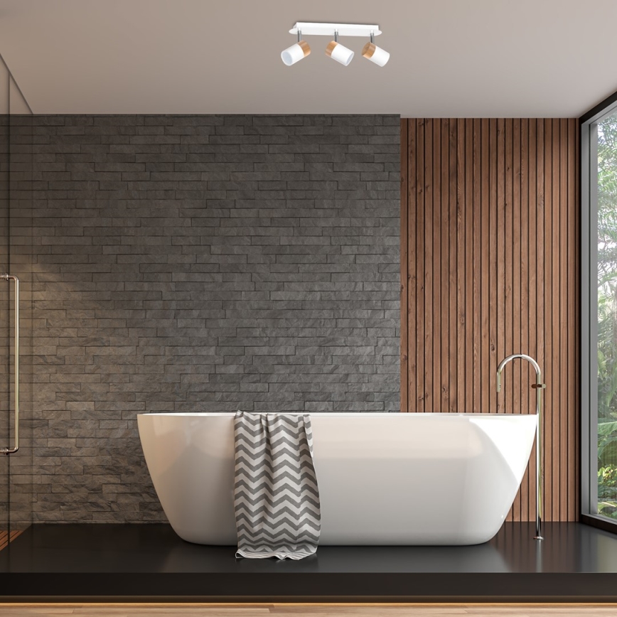 Точковий світильник JOKER WHITE WOOD 3xGU10/8W/230V