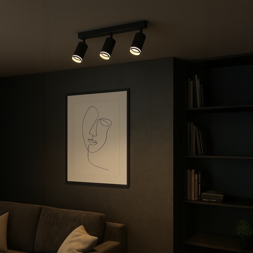 Точковий світильник PIPE 3xGU10/10W/230V чорний