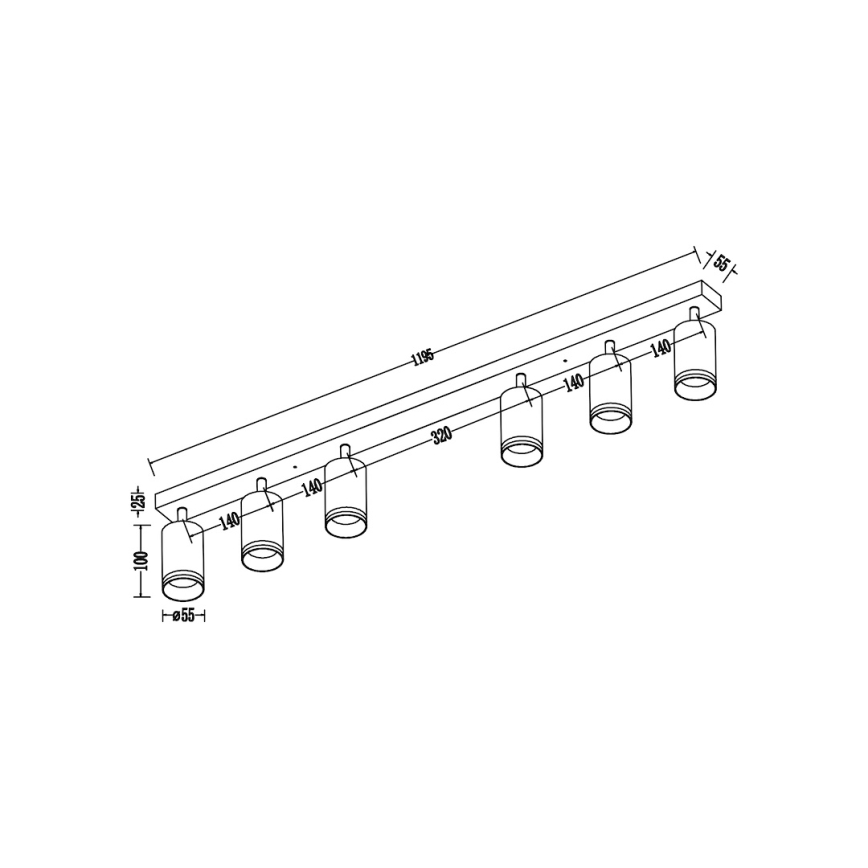 Точковий світильник PIPE 6xGU10/10W/230V чорний