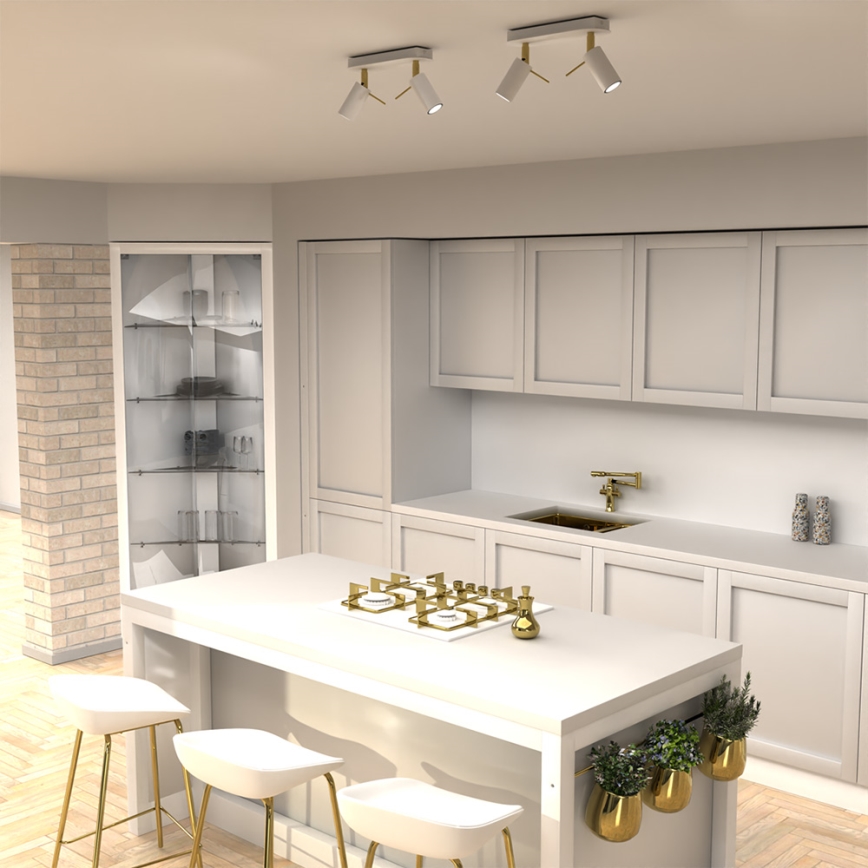 Точковий світильник PRESTON 2xGU10/40W/230V білий/золотий