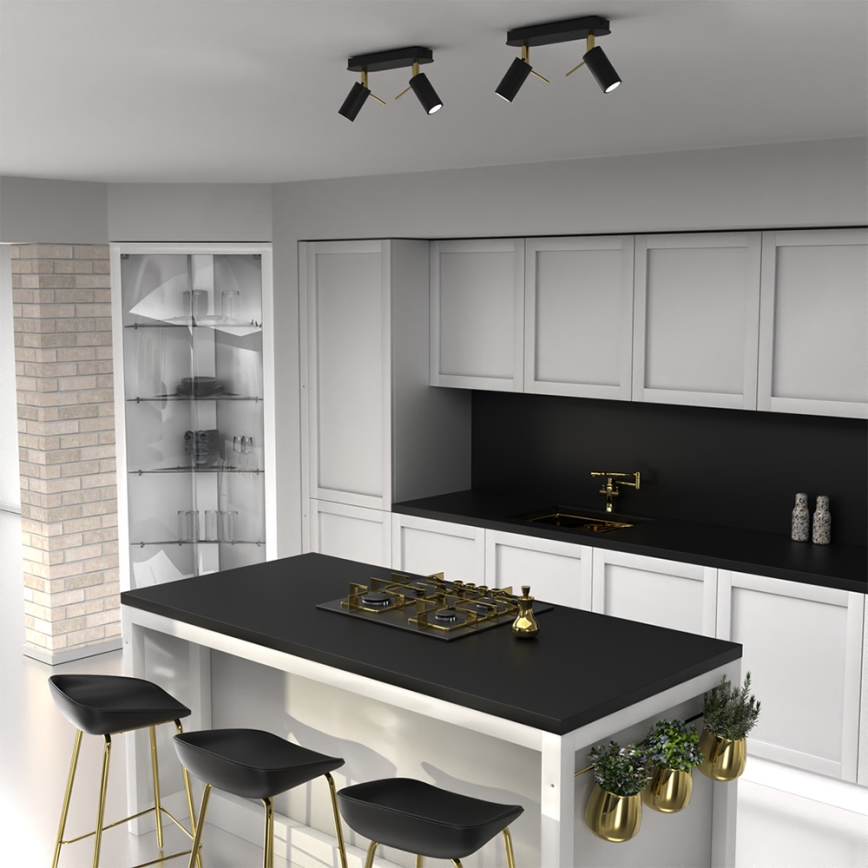 Точковий світильник PRESTON 2xGU10/40W/230V чорний/золотий