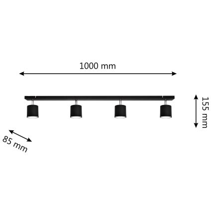 Точковий світильник PUNTA 4xGX53/10W/230V чорний