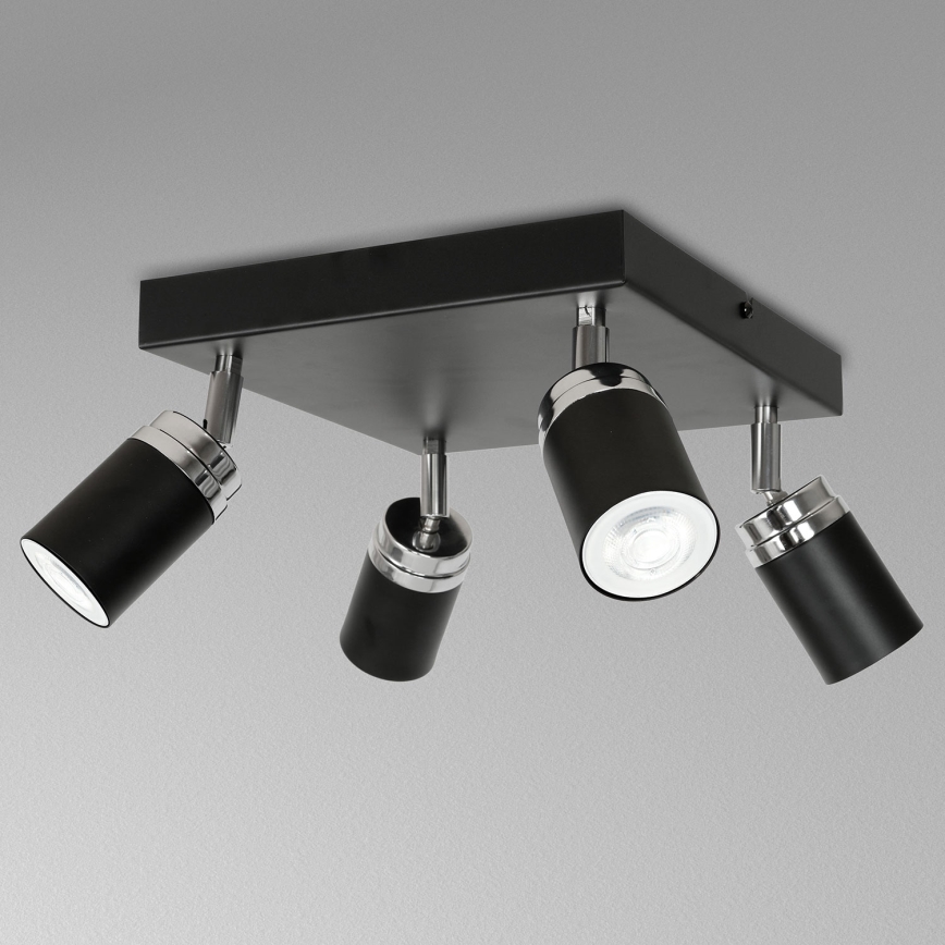 Точковий світильник RENO 4xGU10/8W/230V чорний/глянцевий хром