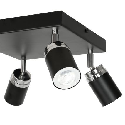 Точковий світильник RENO 4xGU10/8W/230V чорний/глянцевий хром