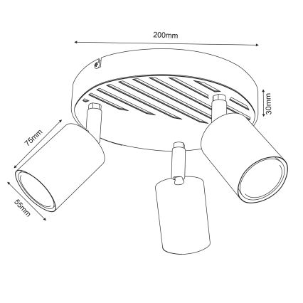 Точковий світильник TERRA 3xGU10/8W/230V білий/дуб