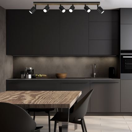 Точковий світильник TERRA 6xGU10/8W/230V чорний/дуб