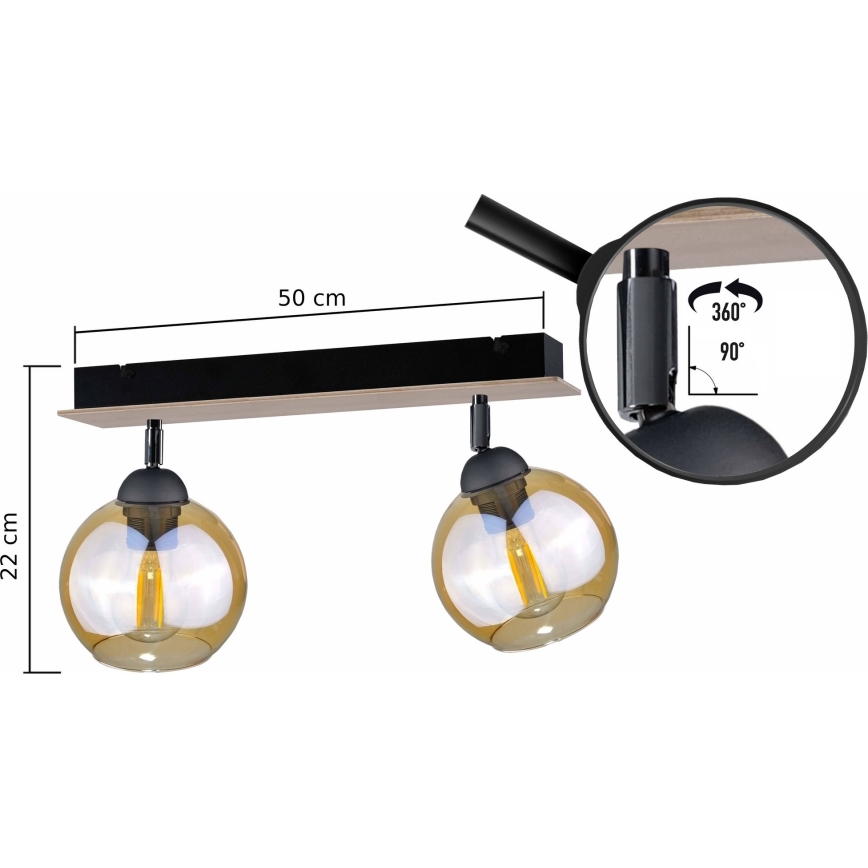 Точковий світильник THEA WOOD 2xE27/60W/230V
