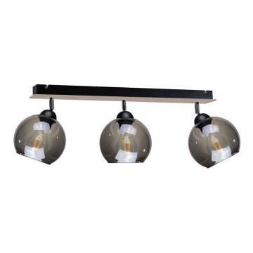 Точковий світильник UNO WOOD 3xE27/60W/230V чорний/коричневий