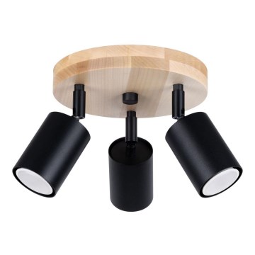 Точковий світильник VERDO 3xGU10/10W/230V чорний/бук