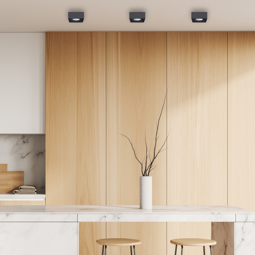 Точковий вбудований стельовий світильник BALI 1xGU5,3/MR16/25W/12V квадртаний чорний