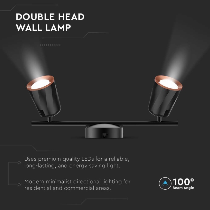 Точковий LED світильник 2xLED/5W/230V 3000K чорний