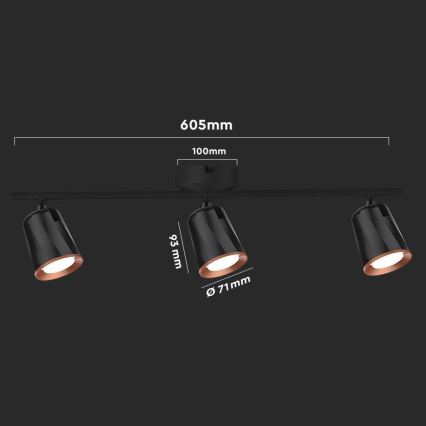 Точковий LED світильник 3xLED/5W/230V 4000K чорний