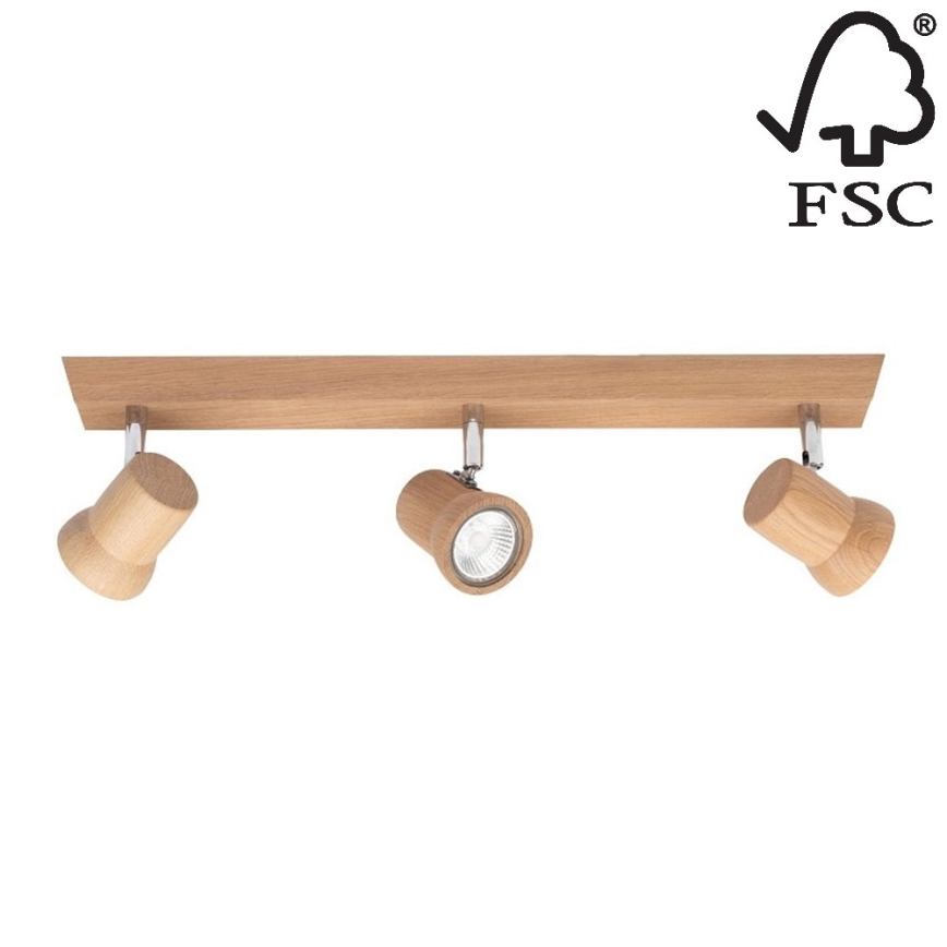 Точковий LED світильник VENLA 3xGU10/5W/230V дуб – сертифіковано FSC