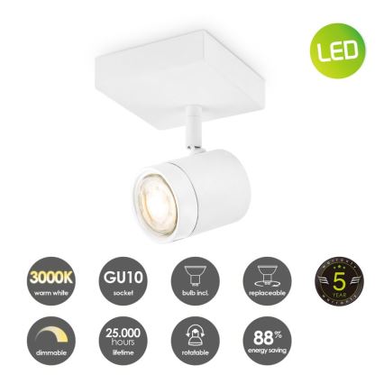 Точковий LED світильник з регулюванням яскравості MANU 1xGU10/5,8W/230V білий