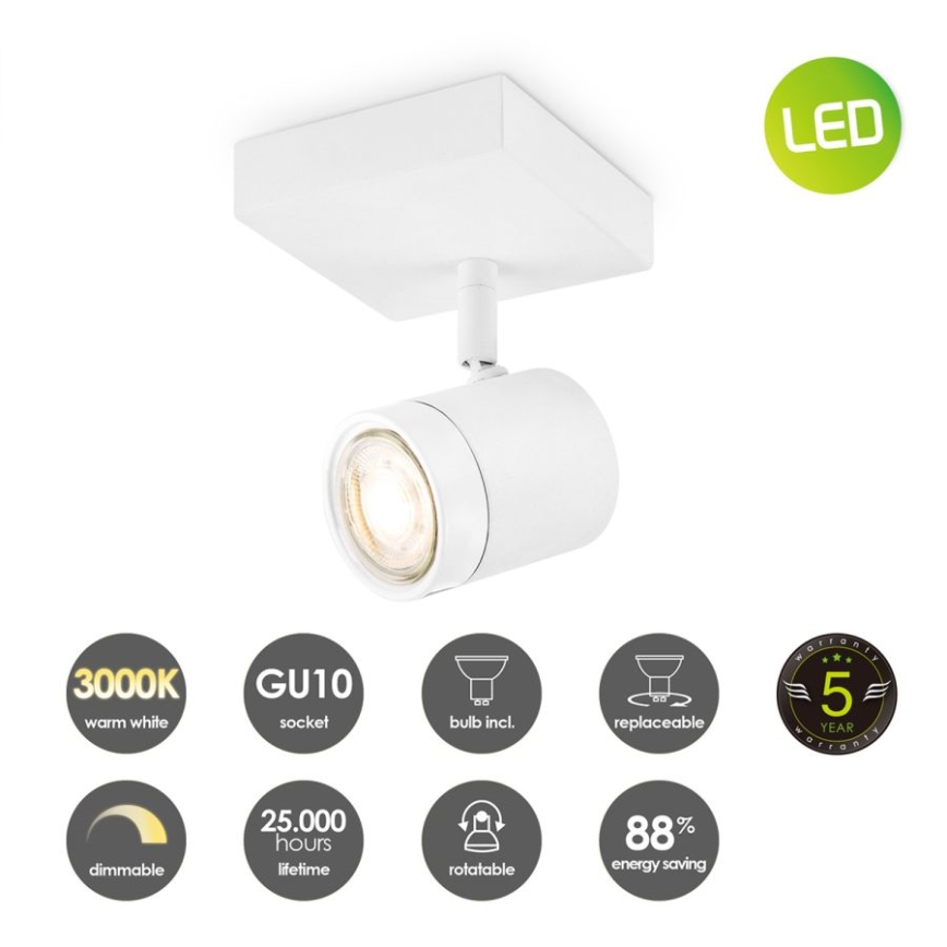 Точковий LED світильник з регулюванням яскравості MANU 1xGU10/5,8W/230V білий