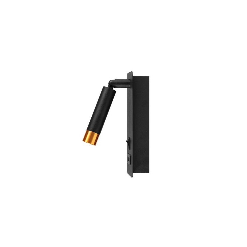 Точковий настінний світильник із зарядкою USB 1xG9/35W/230V чорний/золотий